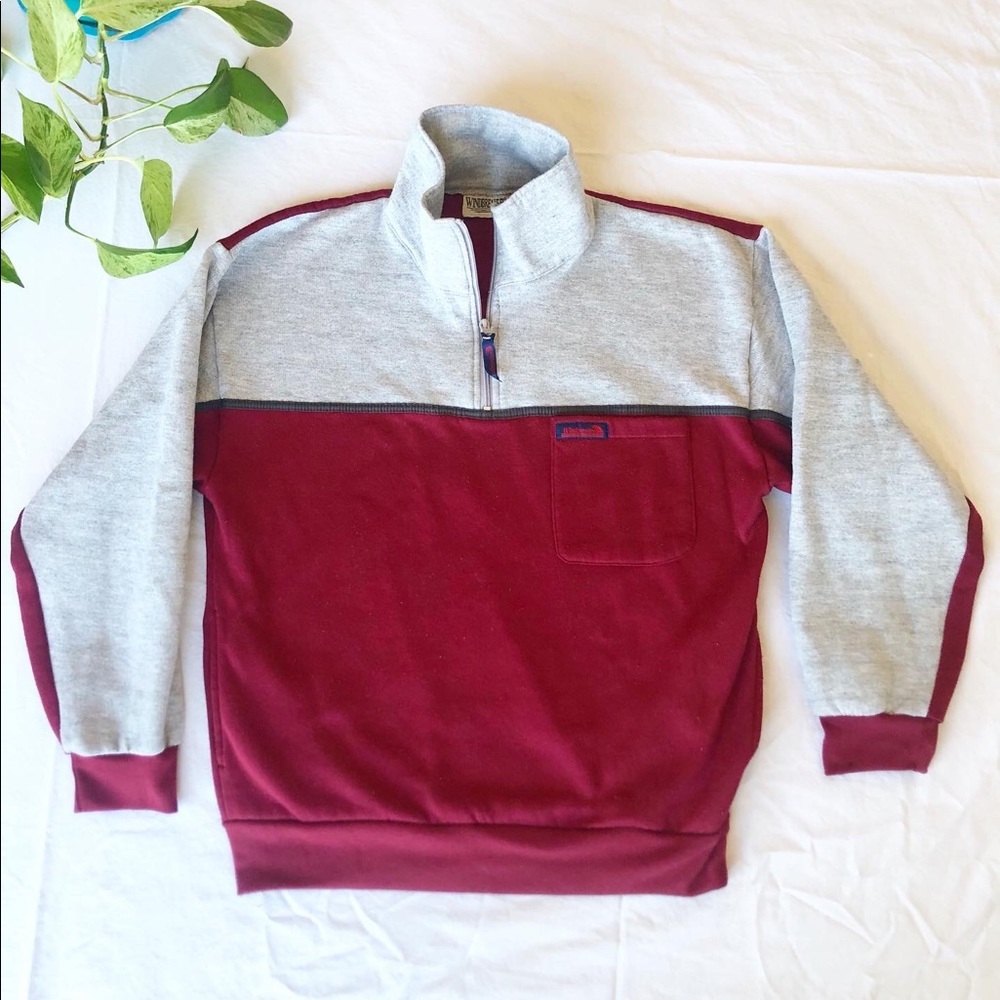 Windbreaker brand Half Zip Pullover- Size M- Burgundy/grey